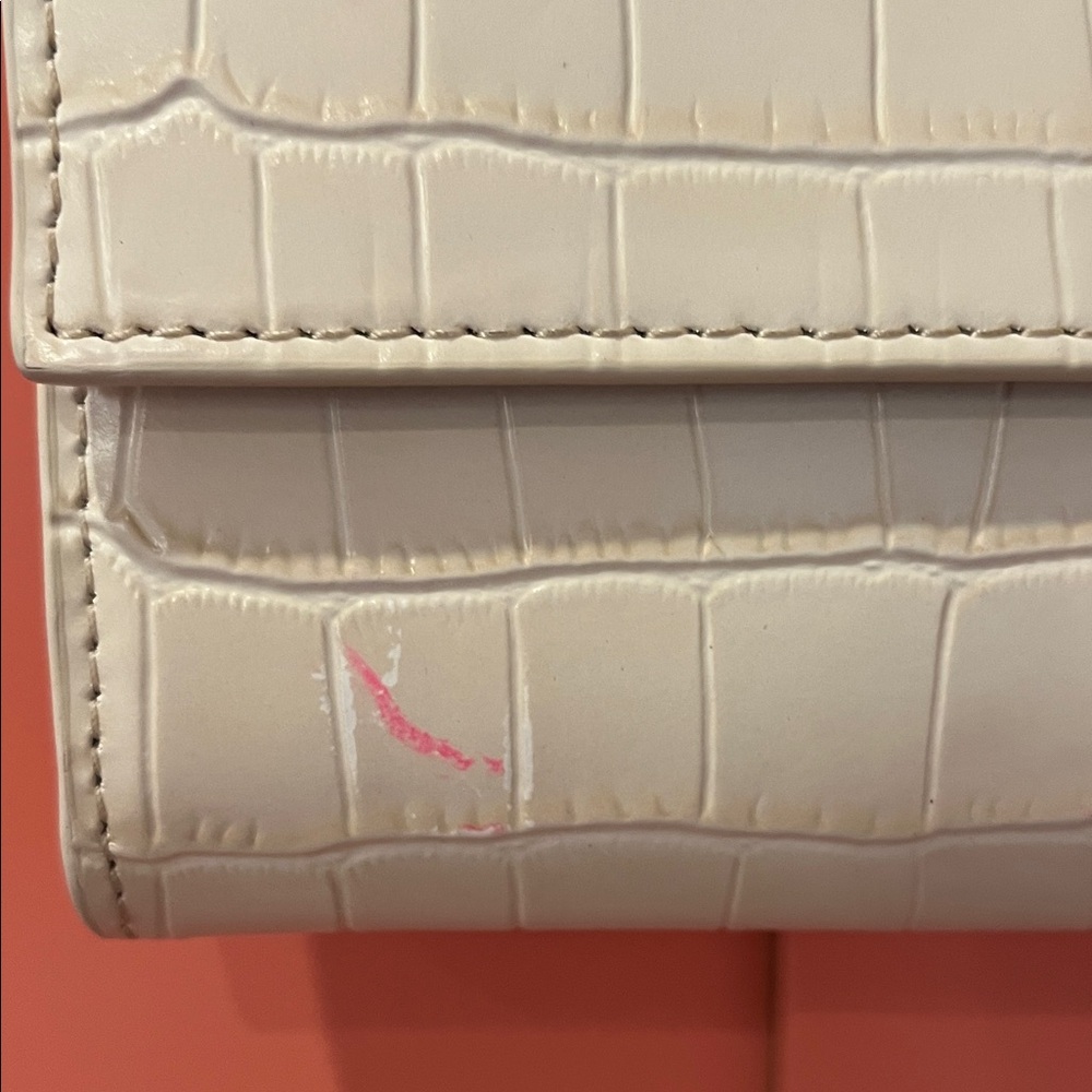 Maje Croc-Effect Embossed Leather Crossbody in Ivory - Picture 4 of 11